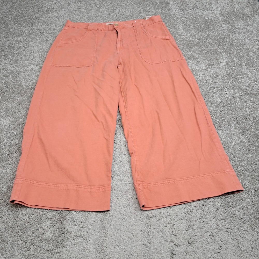 Liverpool Los Angeles Women Coral Orange Wide Leg Cropped Pants Size 16/33